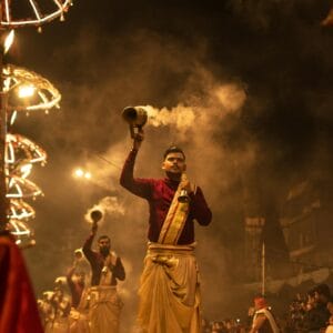 ganga aarti ceremony on street in india